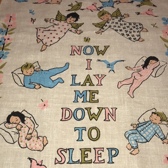 1950 Stevens Linen Bedtime Prayer Banner EUC - Picture 12 of 17